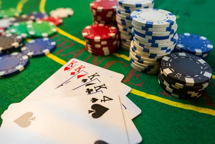 Baccarat table showing player and banker cards